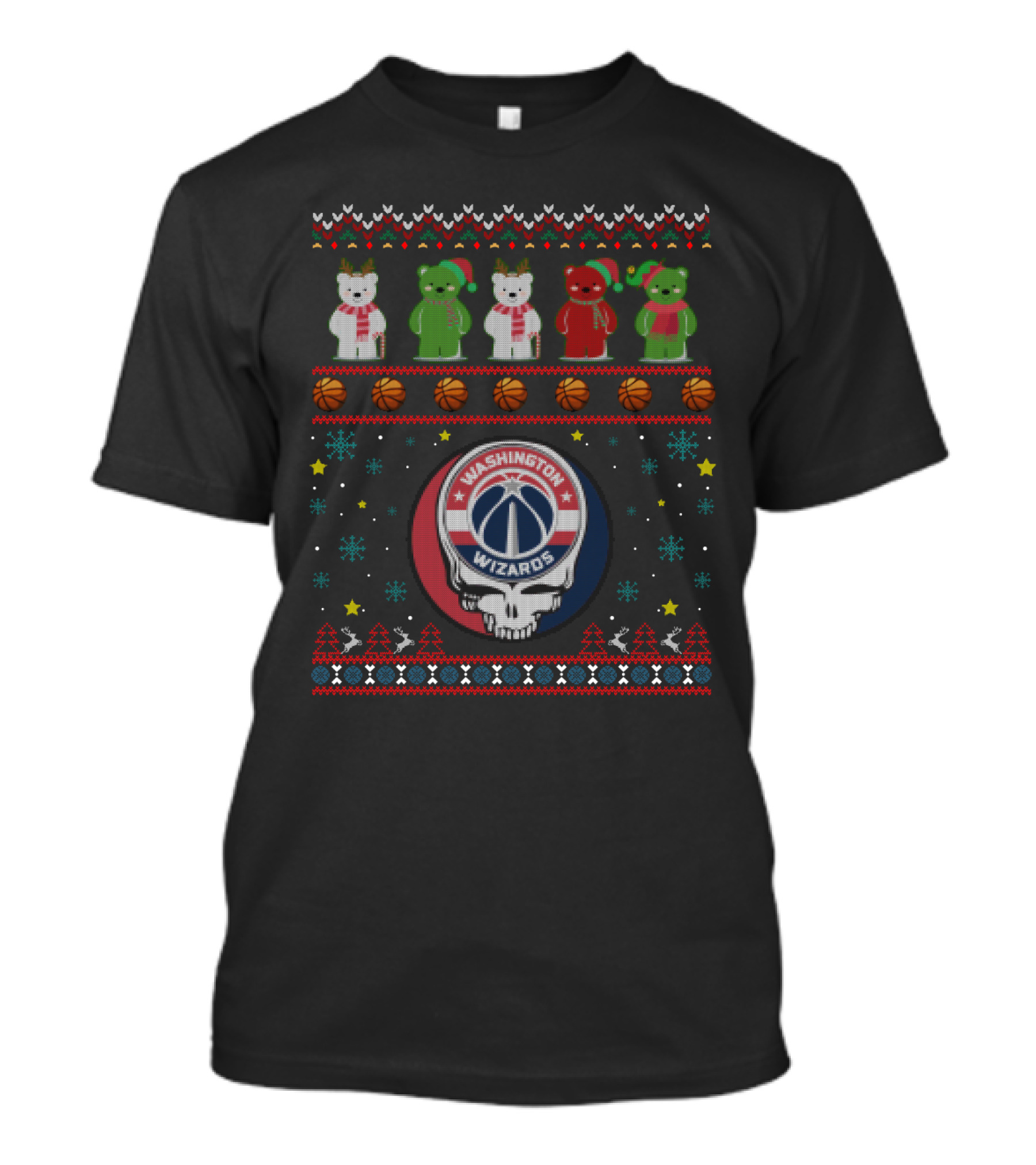 Washington Wizards Grateful Dead Bears Christmas T-Shirt