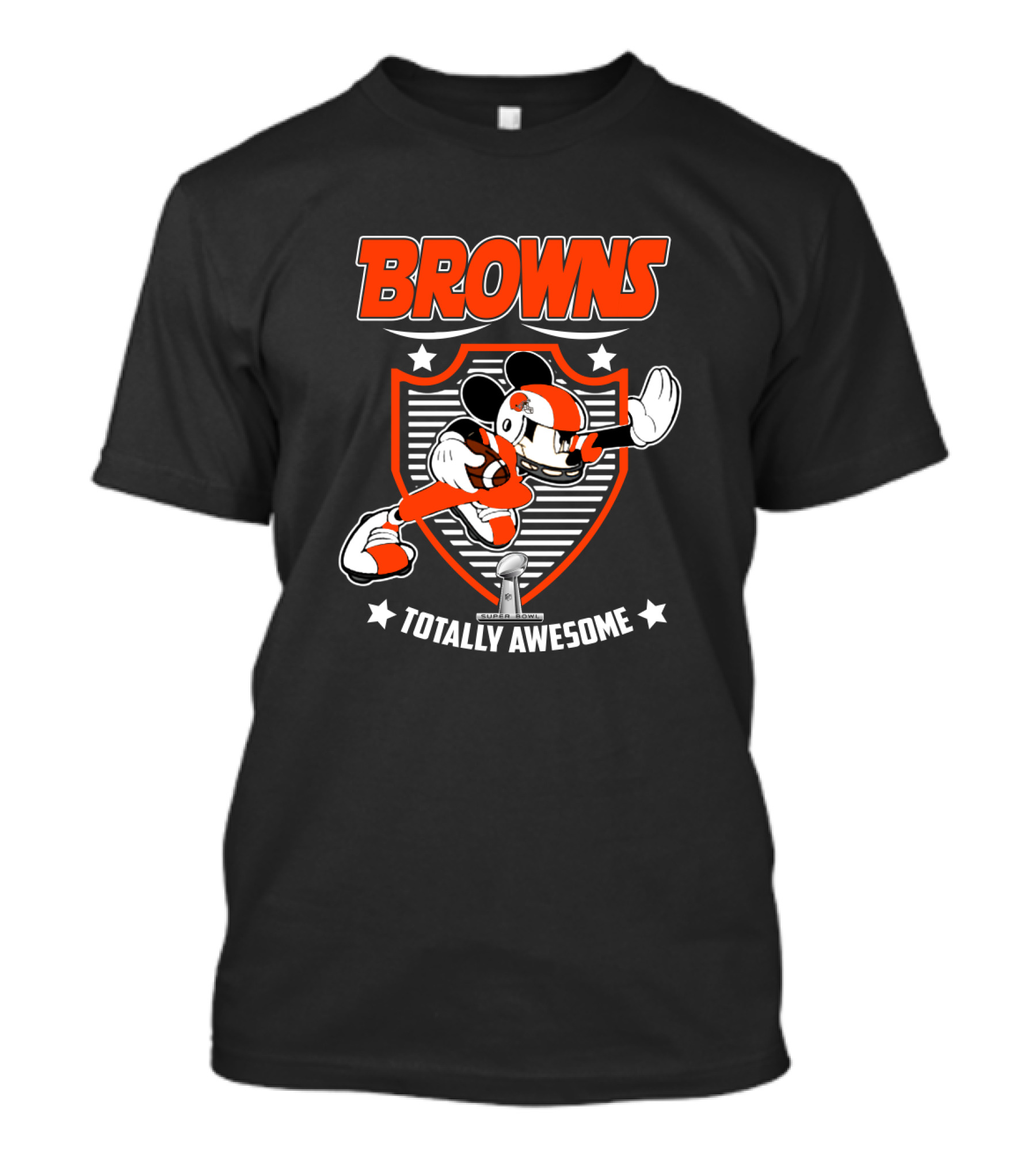 Browns Totally Awesome Mickey Football Shield T-Shirt