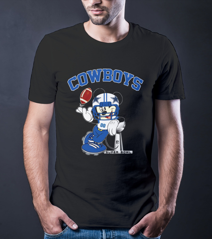 Cowboys Mickey Mouse Nfl Super Bowl Football T-Shirt