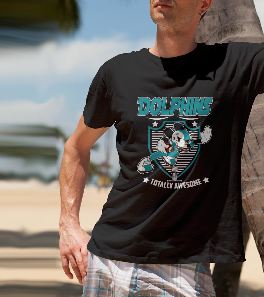 Dolphins Totally Awesome Mickey Football T-Shirt