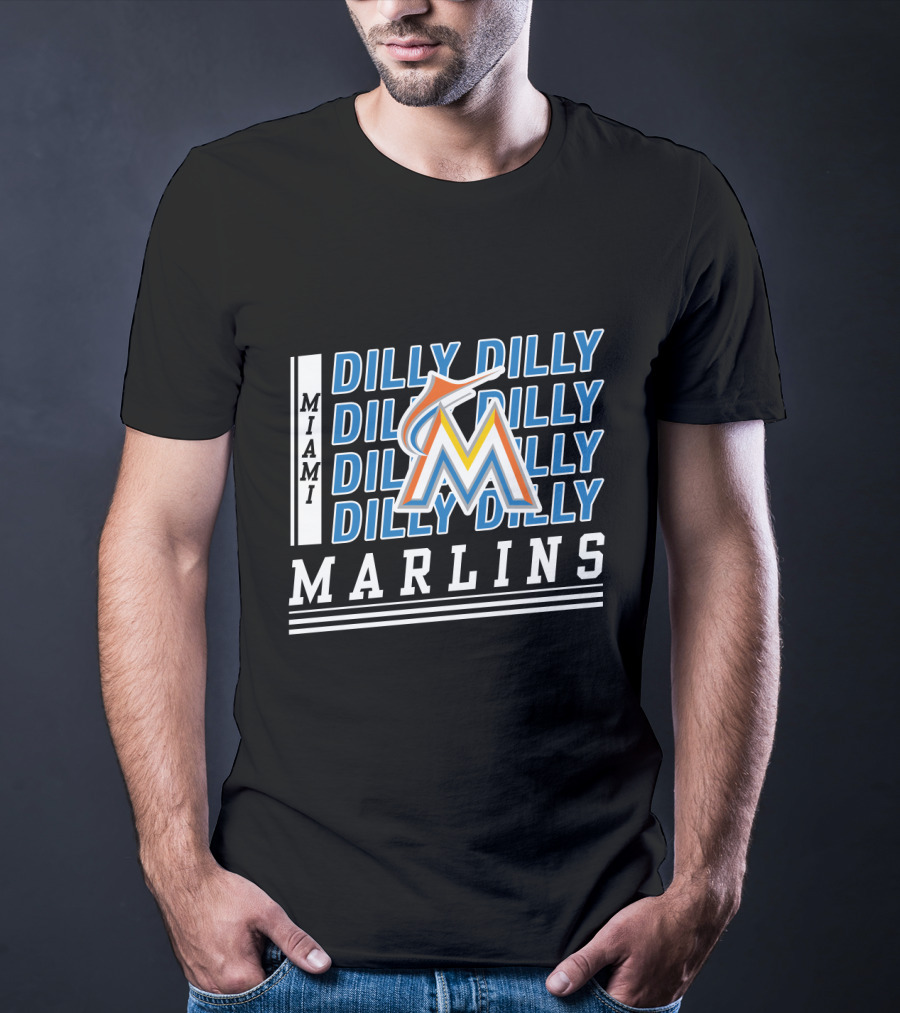 Miami Marlins M Logo Dilly Dilly Baseball Catchphrase T-Shirt