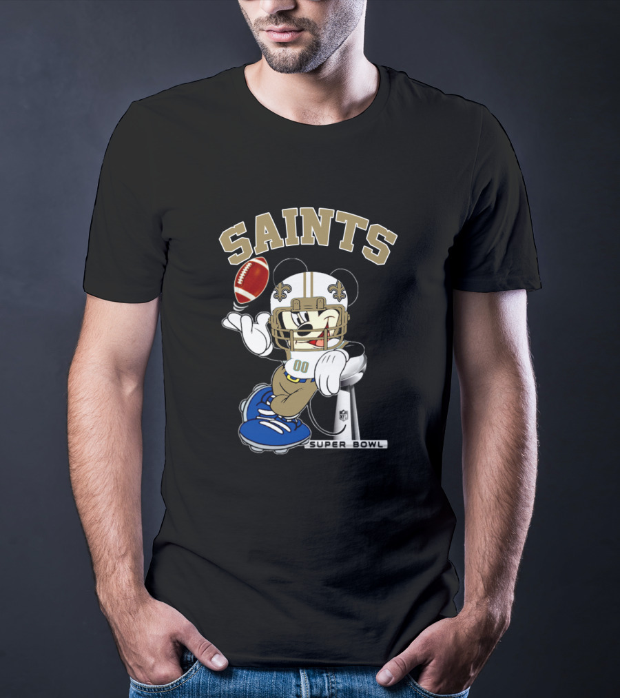 New Orleans Saints Mickey Mouse Nfl Super Bowl Football T-Shirt