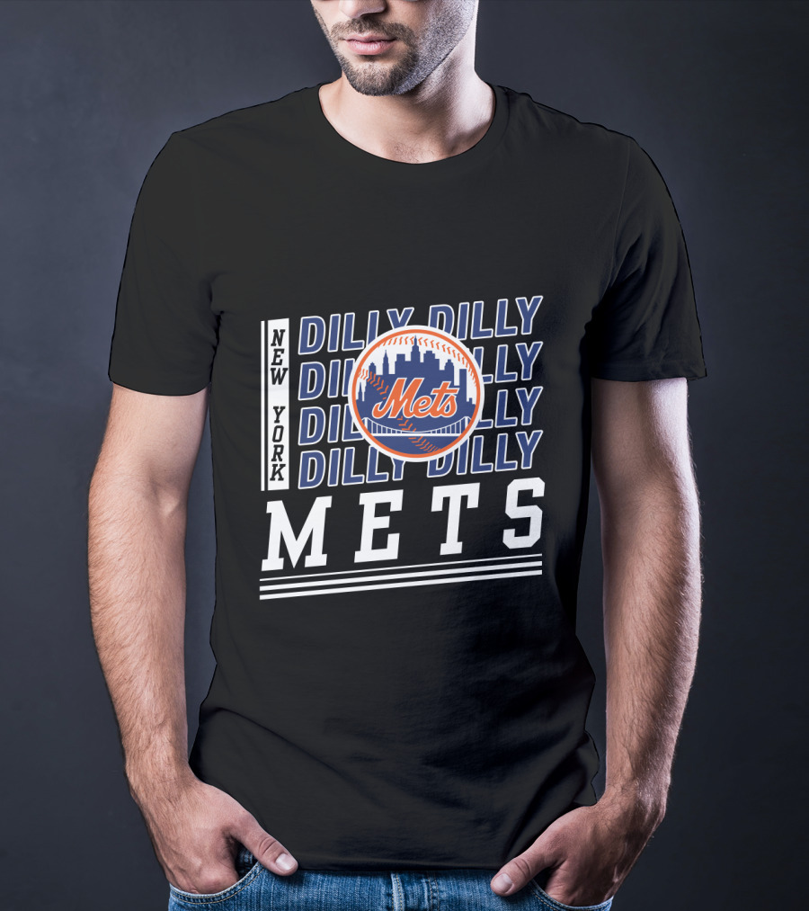 New York Mets Dilly Dilly Baseball Skyline T-Shirt