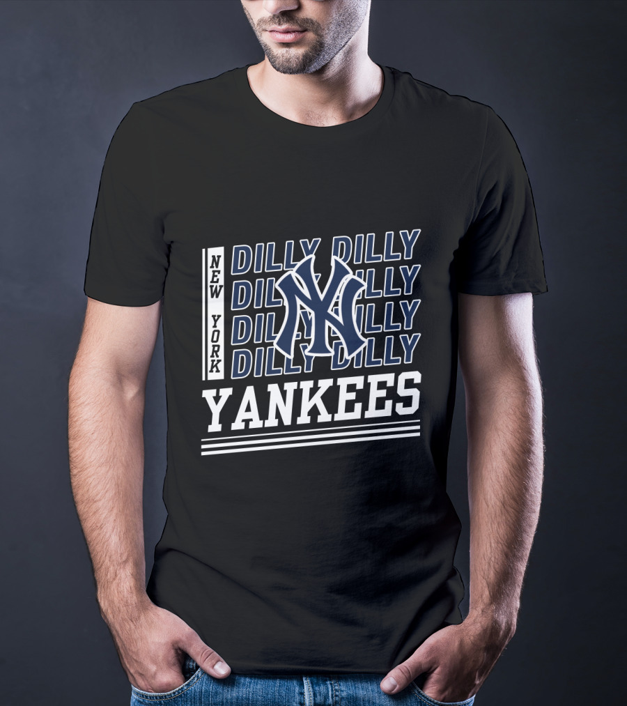 New York Yankees Dilly Dilly With Iconic NY Logo And Repeated Text T-Shirt