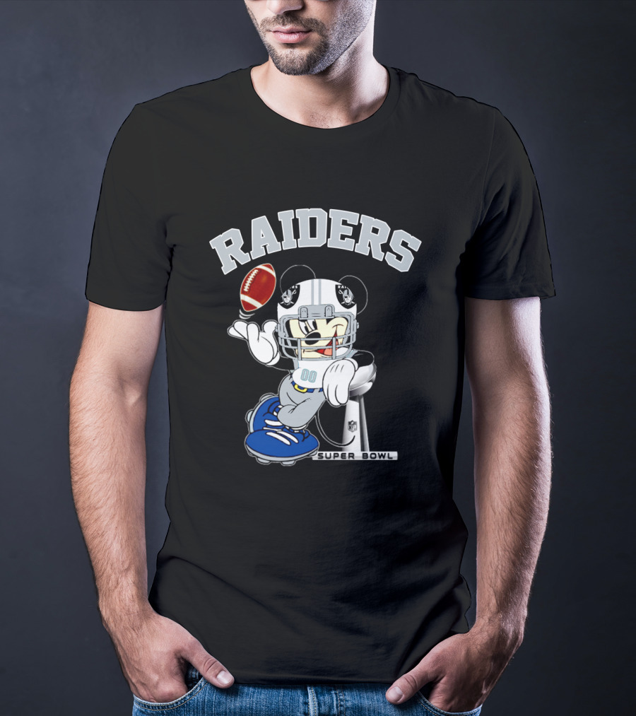 Raiders Mickey Mouse Nfl Super Bowl Football T-Shirt