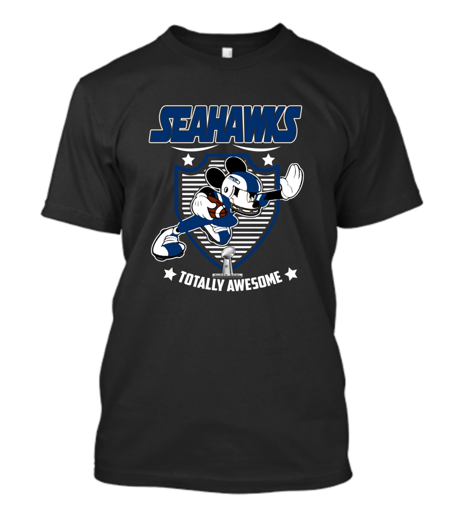 Seahawks Totally Awesome Mickey Fans Football Helmet Badge T-Shirt