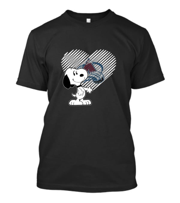 Snoopy Heart Colorado Avalanche Fan Art NHL Collaboration Peanuts T-Shirt