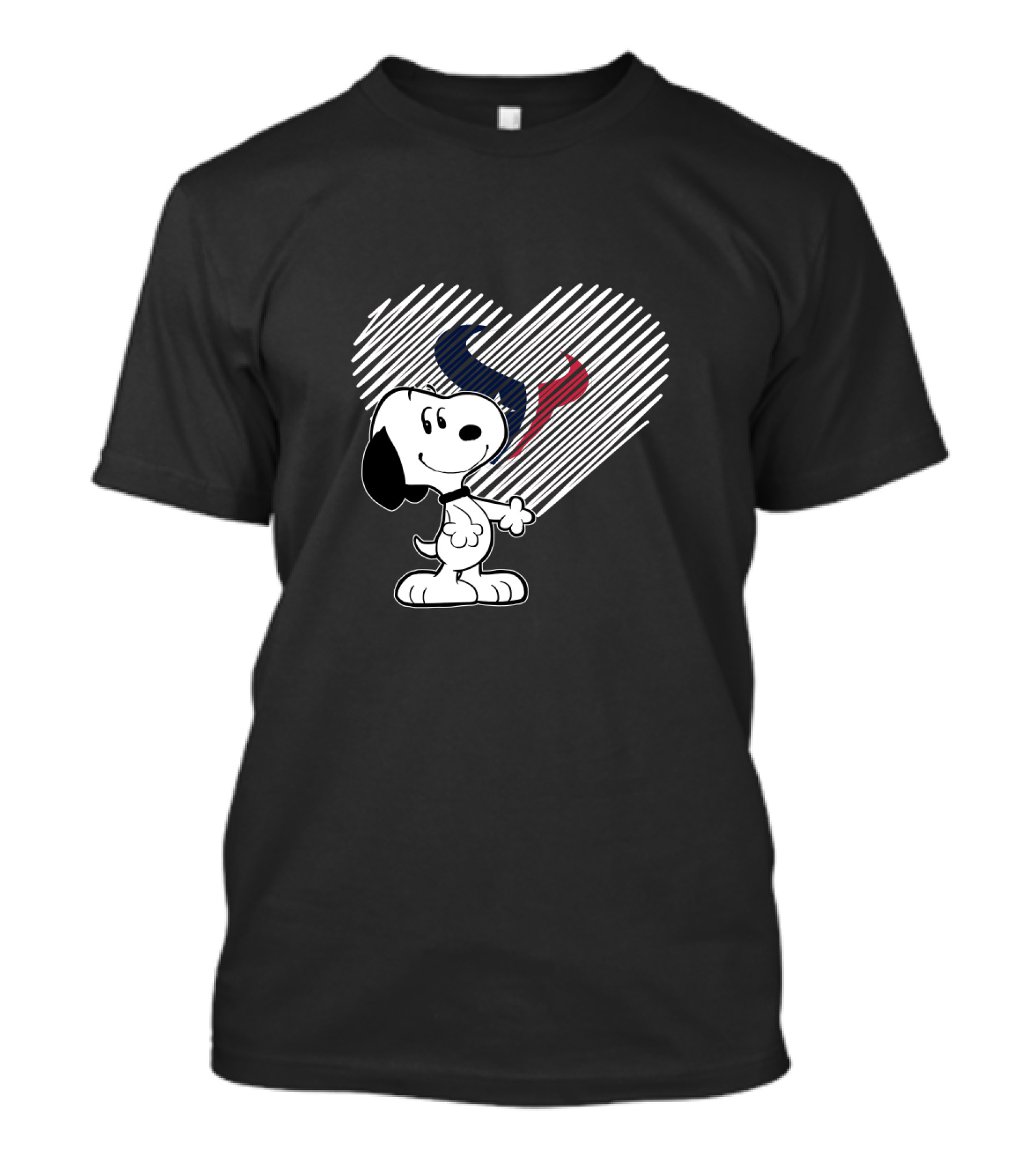 Snoopy Loves Houston Texans Heart Design For Fans T-Shirt