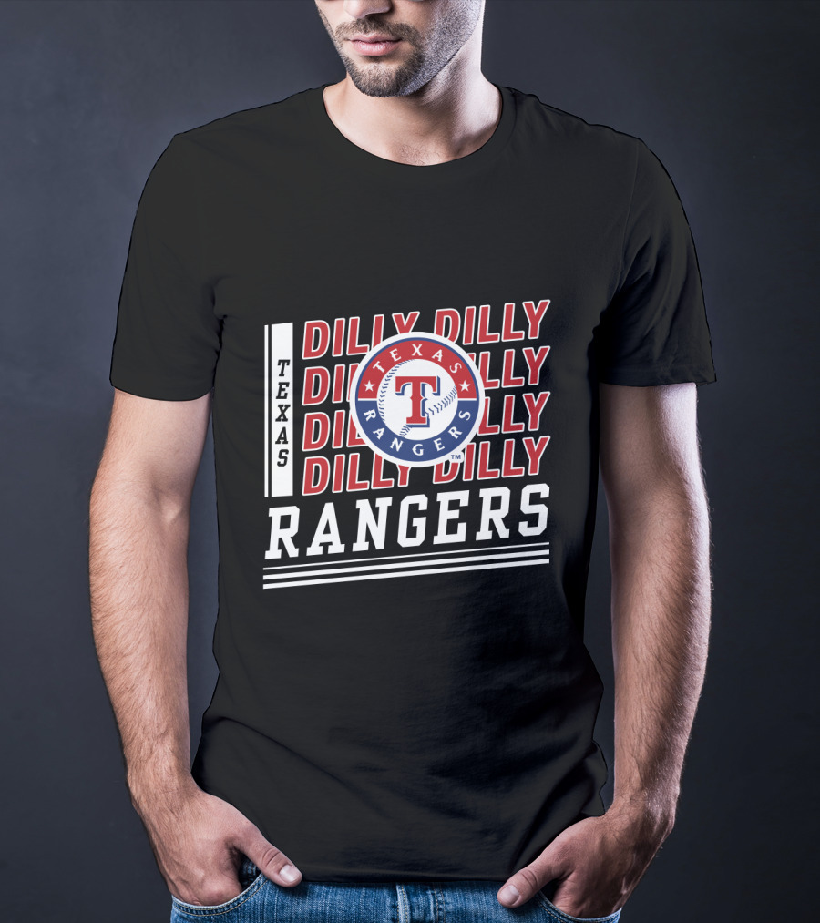 Texas Rangers Dilly Dilly Logo Pattern With Baseball T-Shirt
