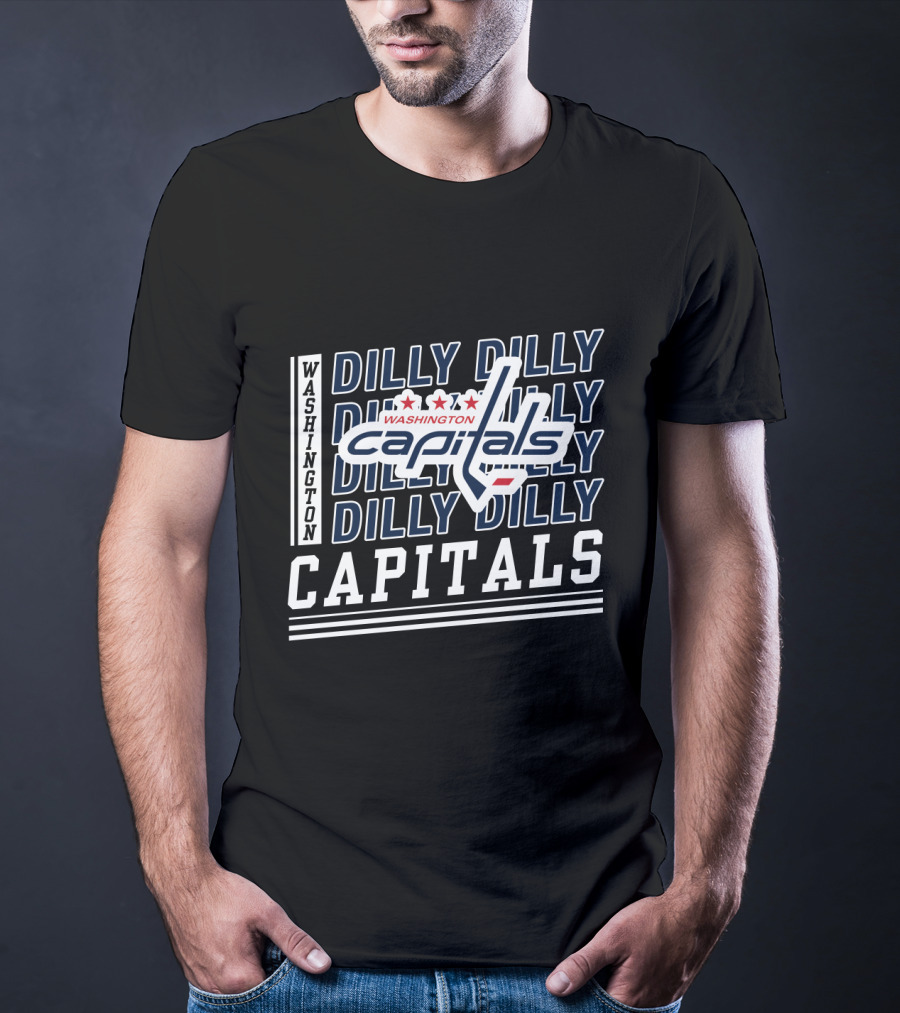 Washington Capitals Dilly Dilly Capitals Logo And Repeating Text T-Shirt
