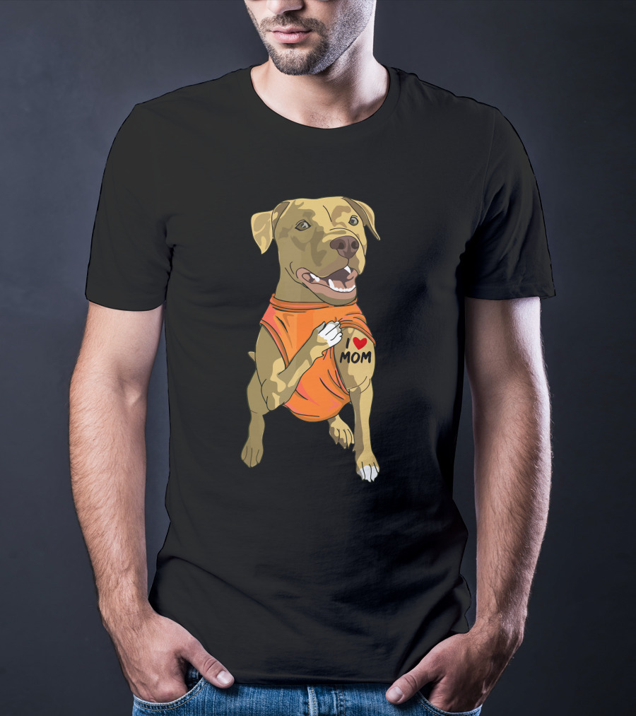 Pit Bull I Love Mom Tattoo T-Shirt