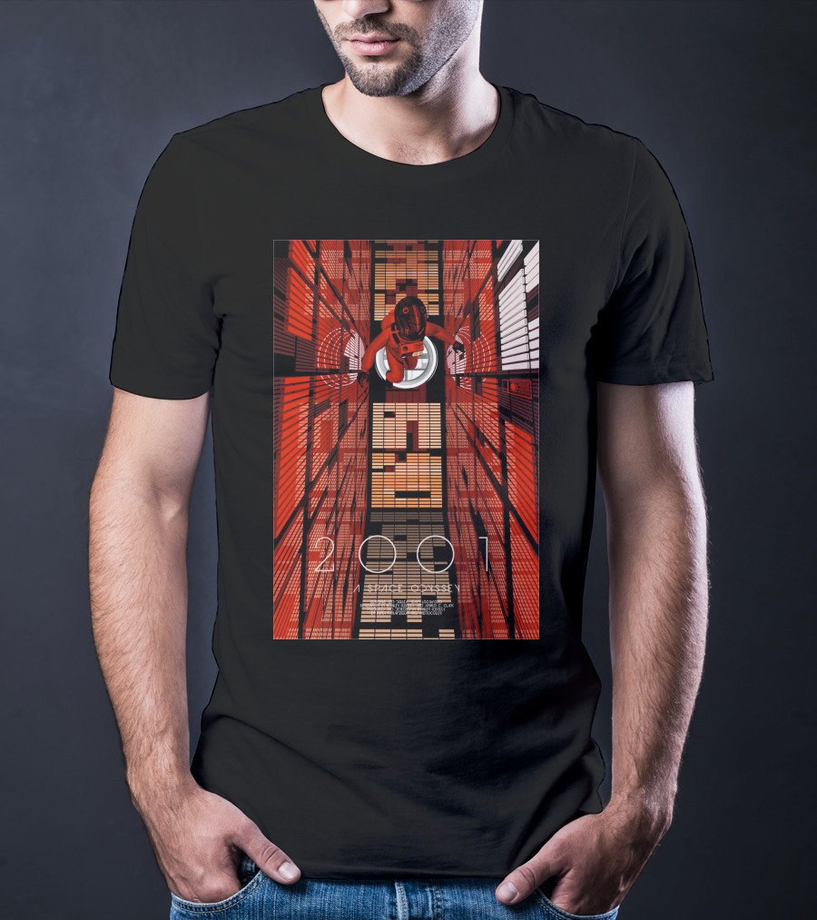 Futuristic Space Exploration In Red Hallway - 2001: A Space Odyssey T-Shirt