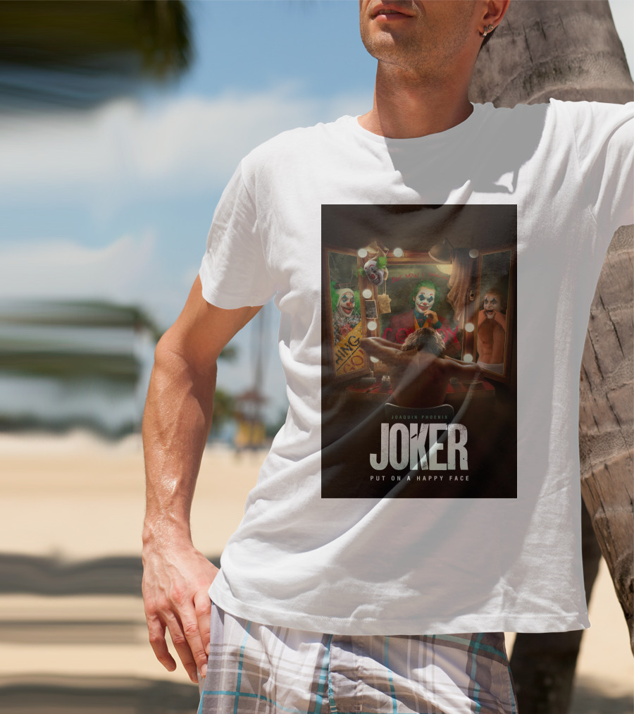 Joaquin Phoenix Joker Put On A Happy Face Mirror Reflection T-Shirt