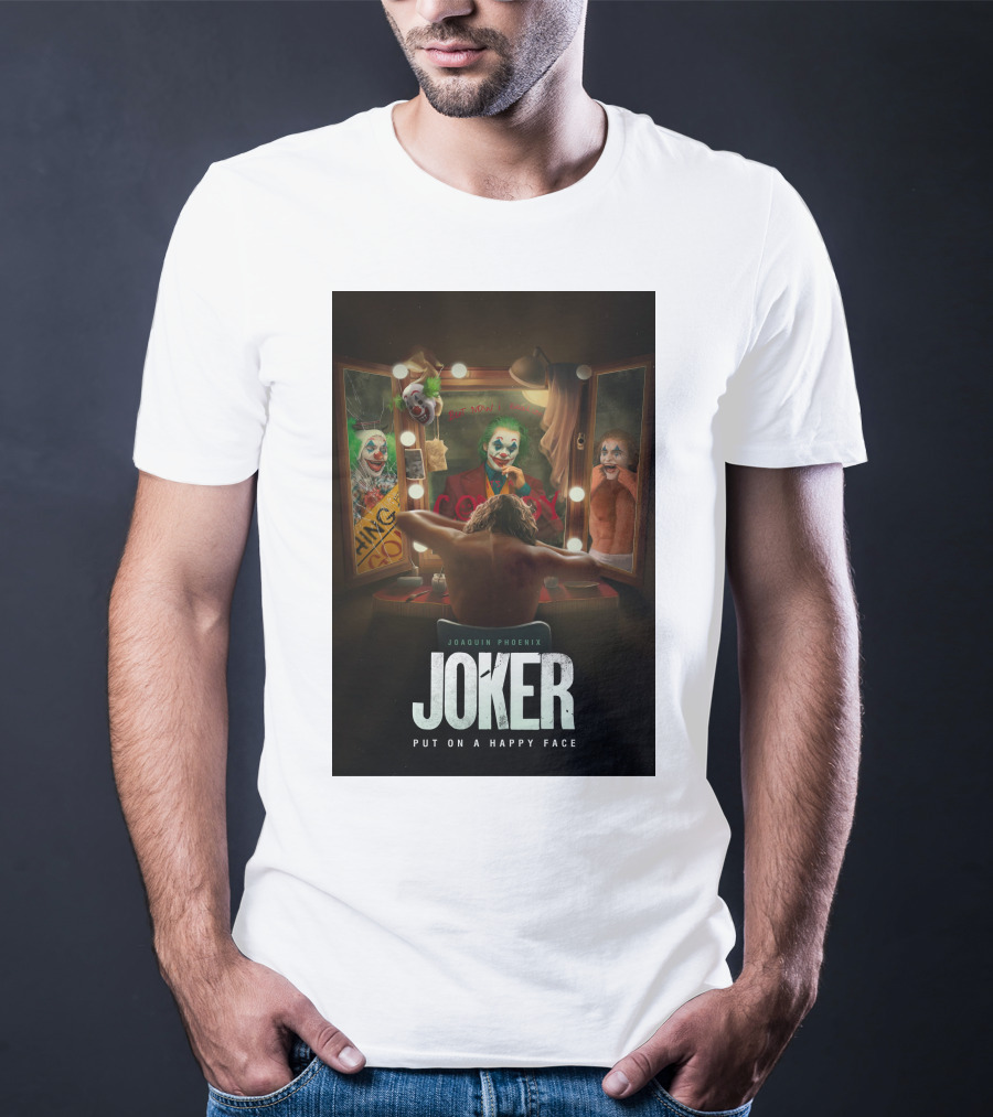 Joaquin Phoenix Joker Put On A Happy Face Mirror Reflection T-Shirt