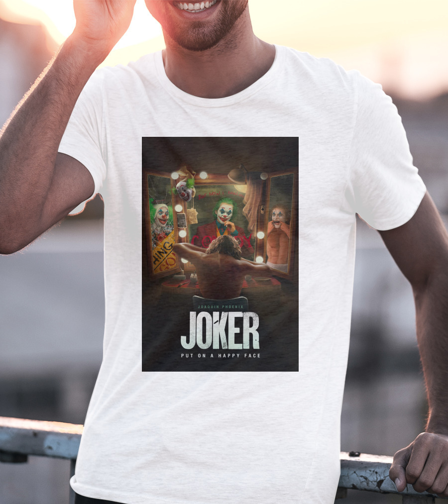 Joaquin Phoenix Joker Put On A Happy Face Mirror Reflection T-Shirt