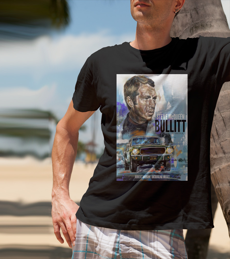 Steve Mcqueen Bullitt Robert Vaughn Jacqueline Bisset Technicolor Movie T-Shirt