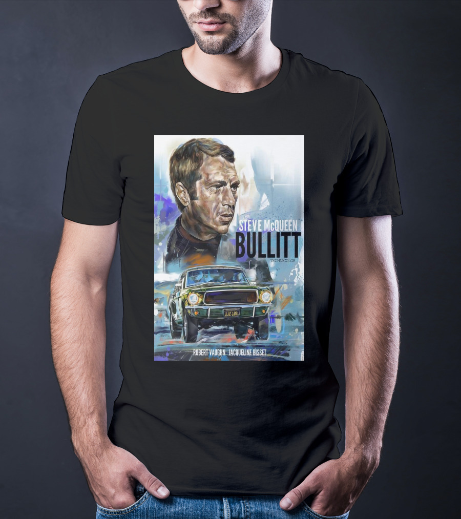 Steve Mcqueen Bullitt Robert Vaughn Jacqueline Bisset Technicolor Movie T-Shirt