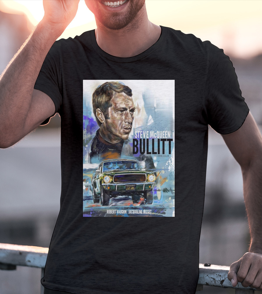 Steve Mcqueen Bullitt Robert Vaughn Jacqueline Bisset Technicolor Movie T-Shirt