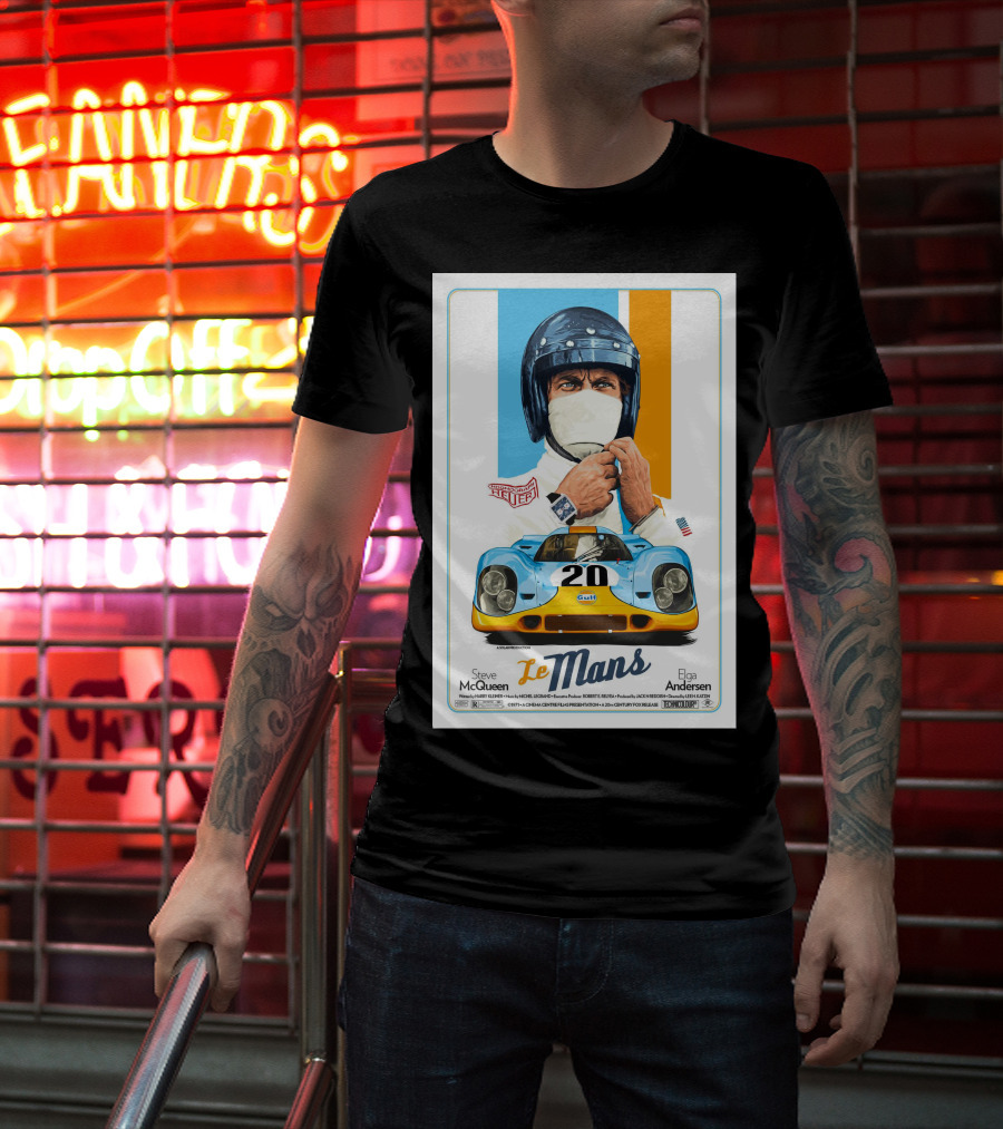 Steve Mcqueen Le Mans Gulf Driver 20 Elga Andersen T-Shirt