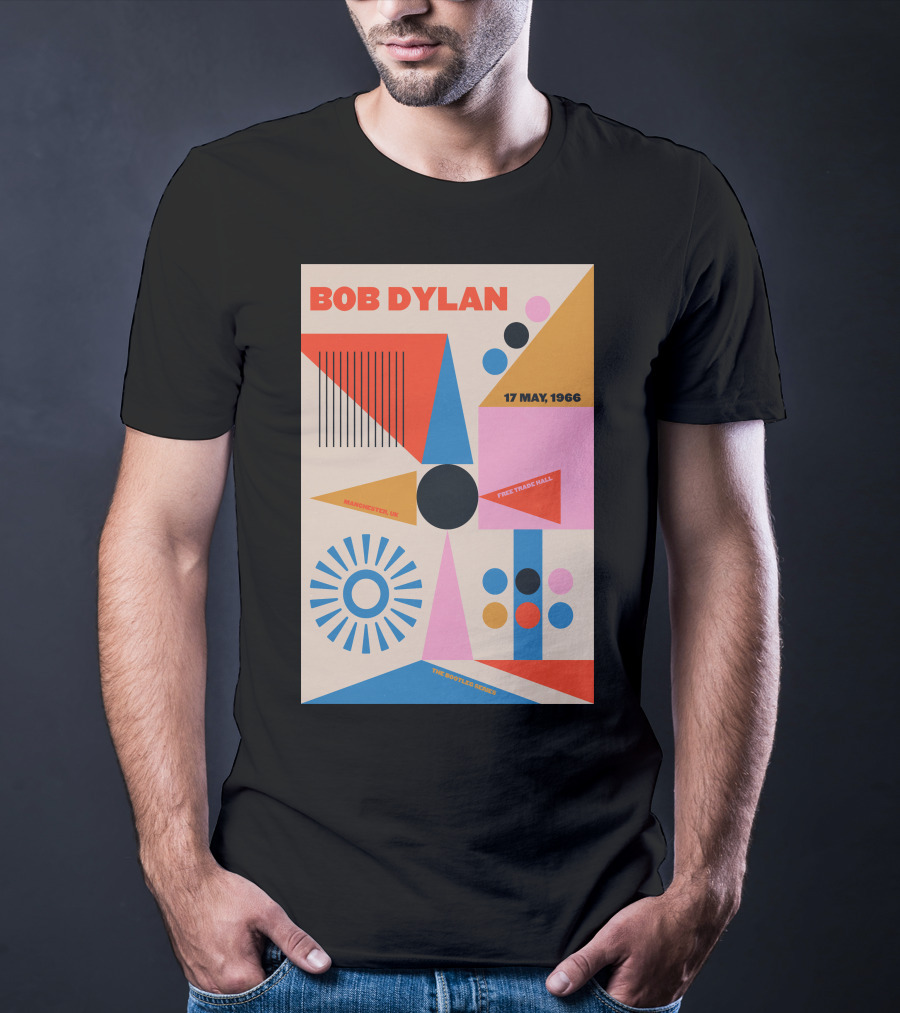Bob Dylan Manchester Free Trade Hall 17 May 1966 Colorful Geometric T-Shirt