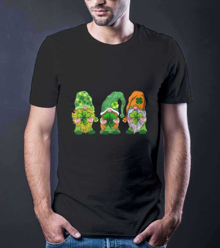 Happy St Patrick's Day Gnomes With Shamrock Hats And Beards T-Shirt