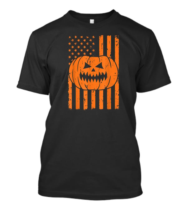 USA Flag Pumpkin Halloween Patriotism T-Shirt