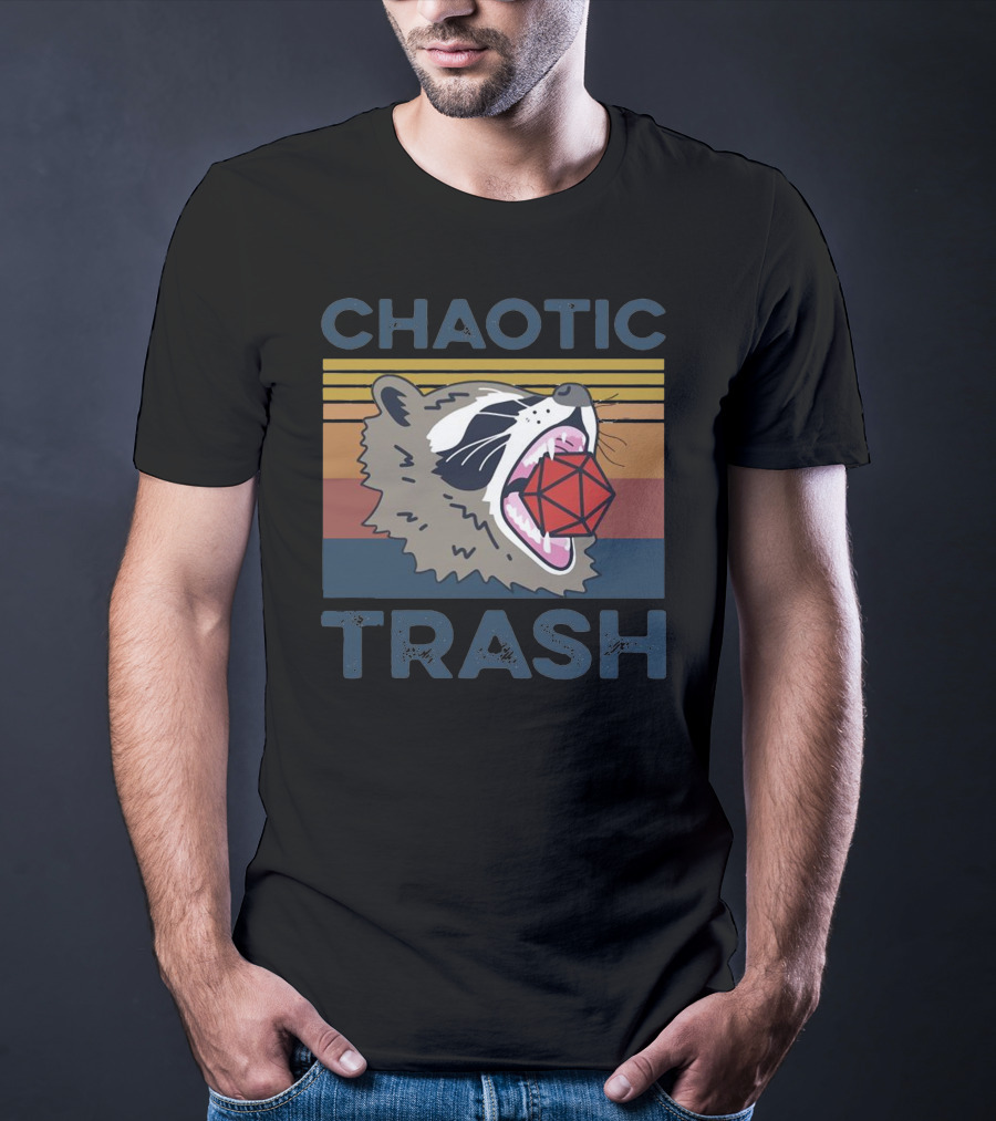 Chaotic Raccoon Retro Trash Dice T-Shirt