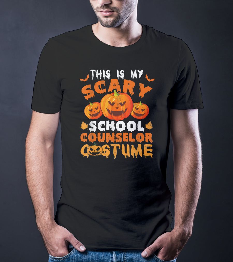 This Is My Scary School Counselor Costume With Pumpkin Faces And Bats T-Shirt