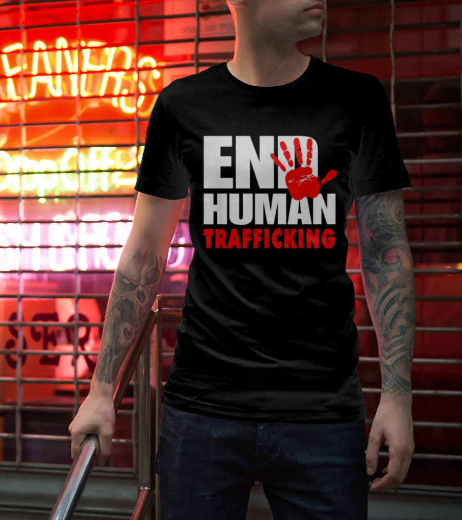 END HUMAN TRAFFICKING Red Handprint T-Shirt