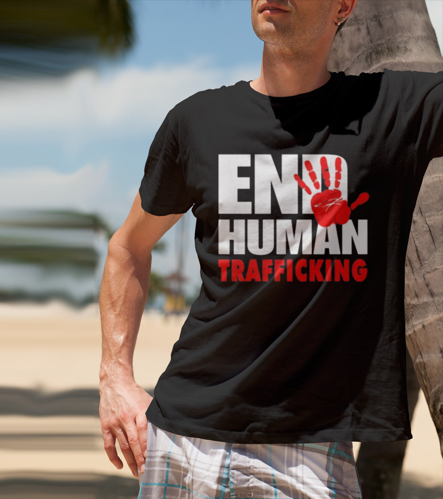 END HUMAN TRAFFICKING Red Handprint T-Shirt