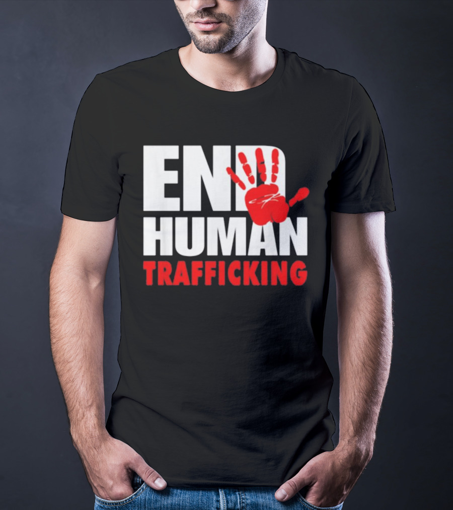 END HUMAN TRAFFICKING Red Handprint T-Shirt