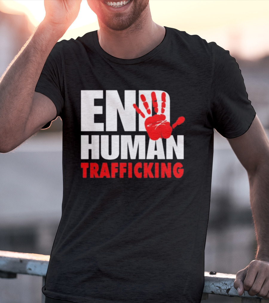 END HUMAN TRAFFICKING Red Handprint T-Shirt