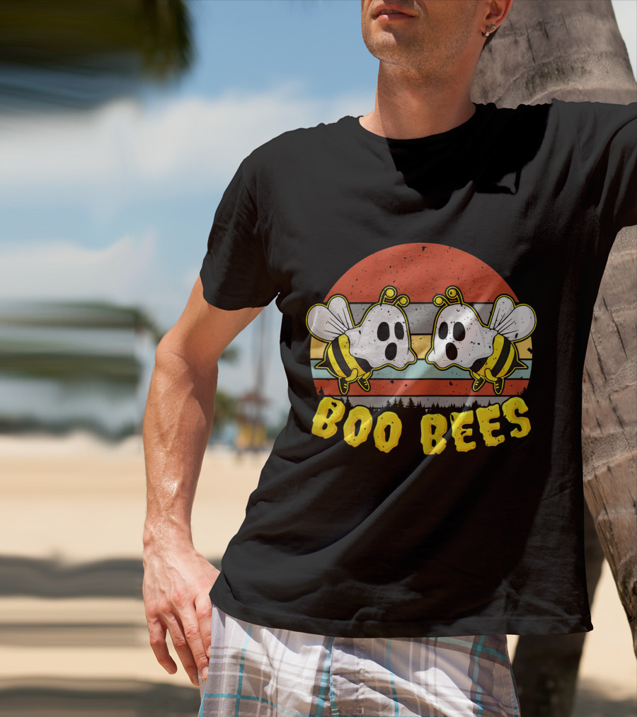 Boo Bees Retro Ghostly Bees Halloween Humor T-Shirt