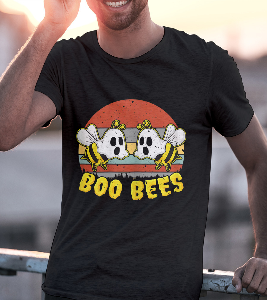 Boo Bees Retro Ghostly Bees Halloween Humor T-Shirt