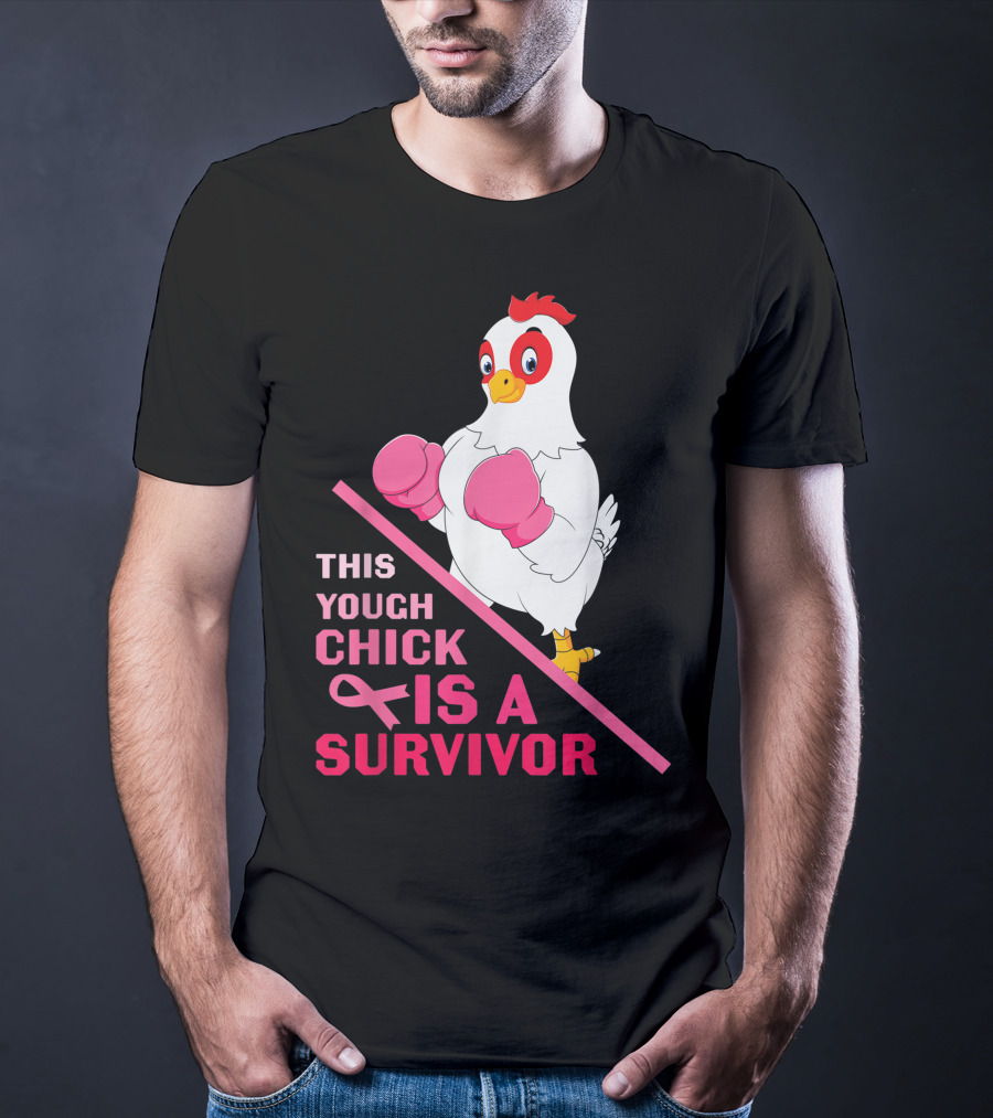 This Tough Chick Is A Survivor Breast Cancer Pink T-Shirt
