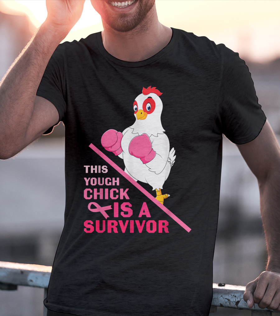 This Tough Chick Is A Survivor Breast Cancer Pink T-Shirt