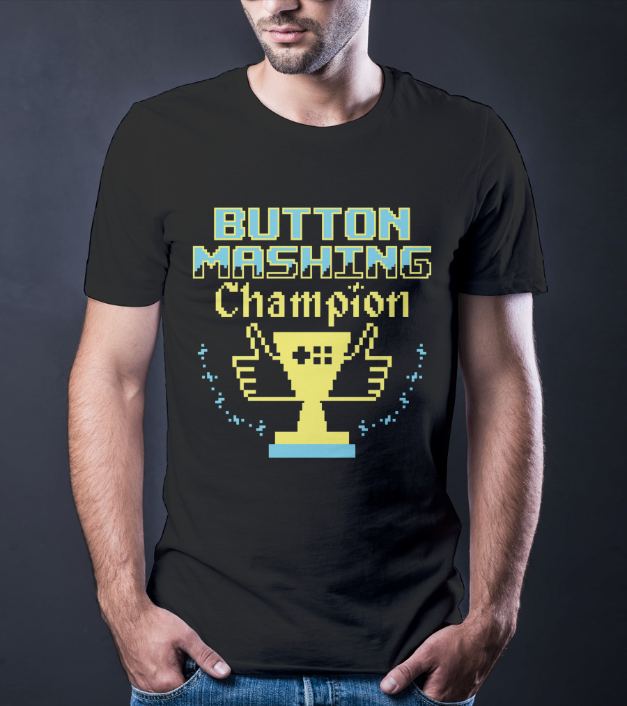 Button Mashing Champion Trophy Pixel Art Winner T-Shirt