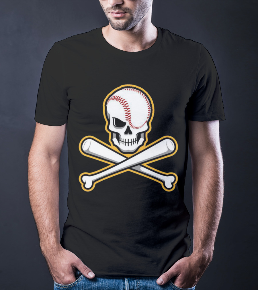 Skull Baseball Bat Crossbones Sports T-Shirt
