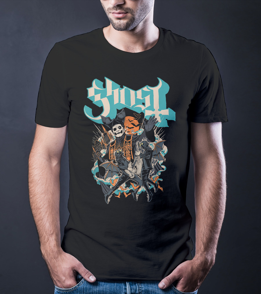 Ghost Band Skeletons And Monsters Playing Instruments Halloween T-Shirt