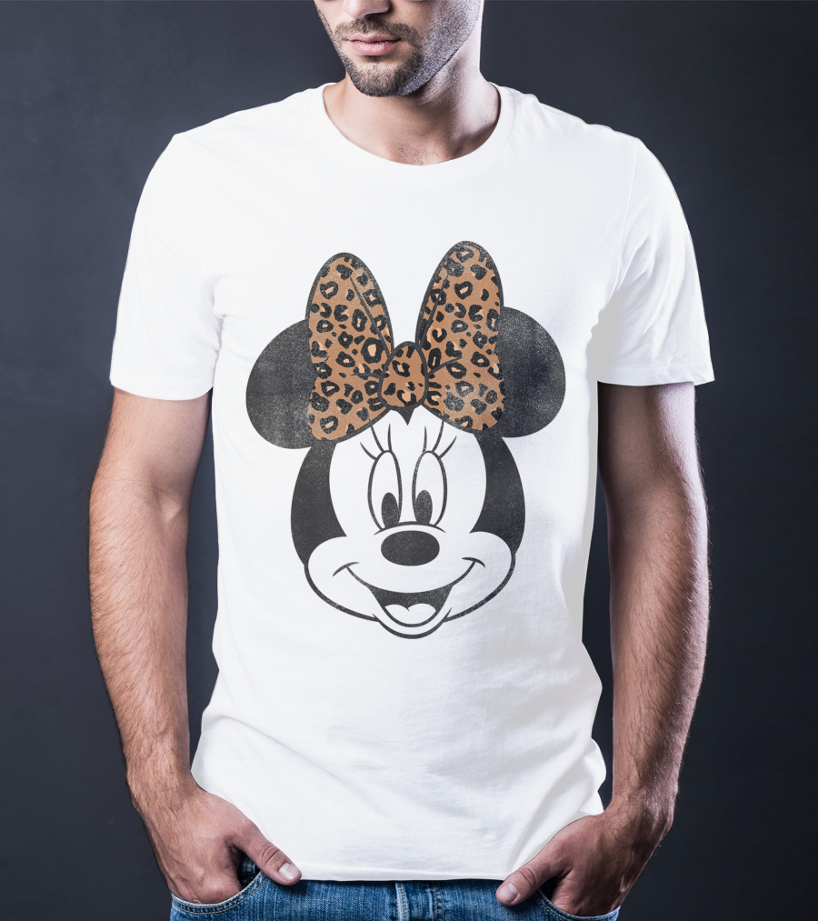 Minnie Mouse Leopard Print Bow Disney Mickey And Friends T-Shirt