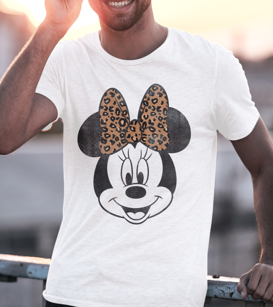 Minnie Mouse Leopard Print Bow Disney Mickey And Friends T-Shirt
