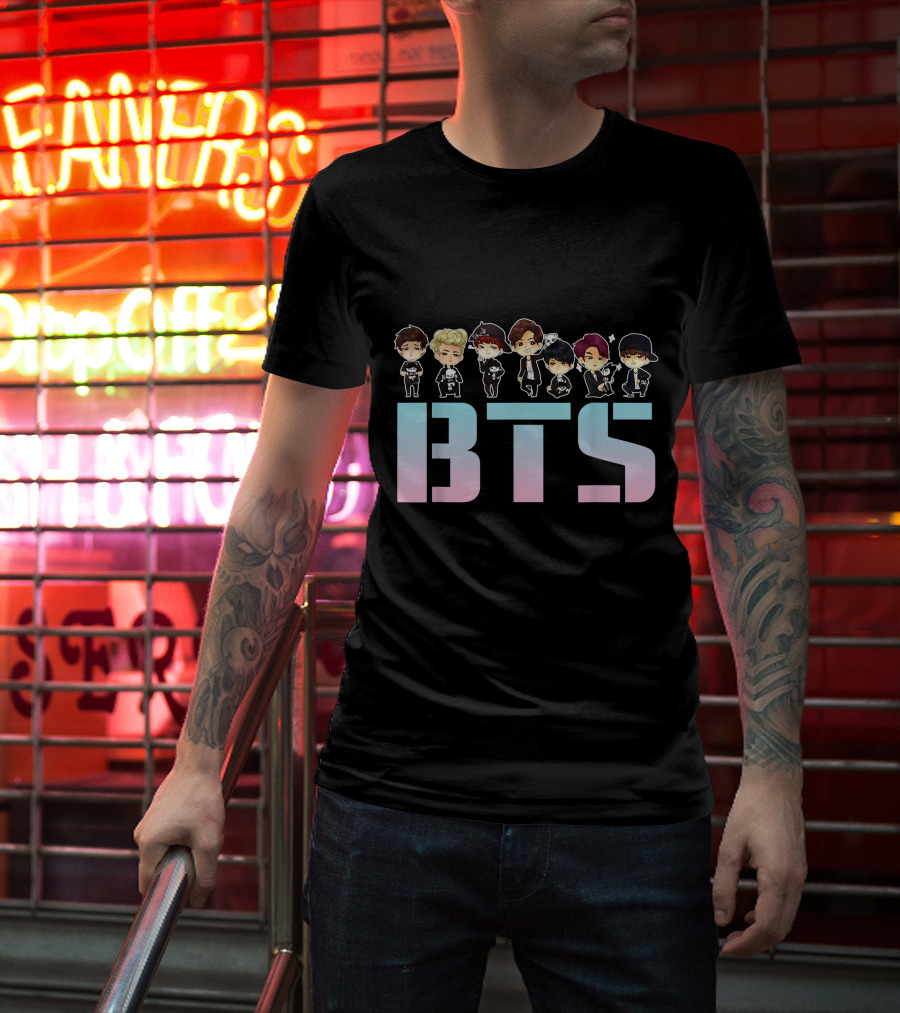 BTS Kpop Chibi Characters Pastel Letters T-Shirt