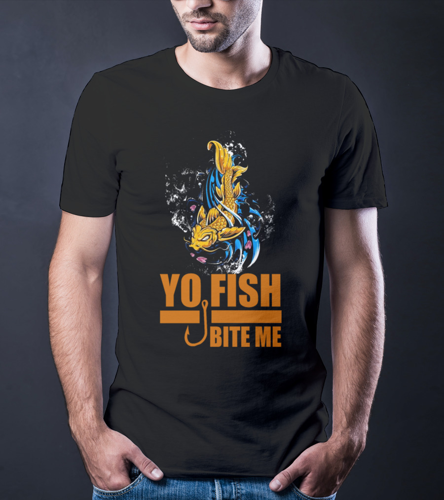 Yo Fish Bite Me Koi Art With Fishing Hook T-Shirt