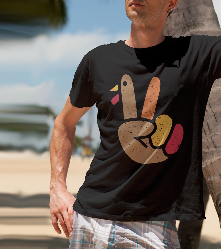 Peace Turkey Hand Cool Thanksgiving T-Shirt