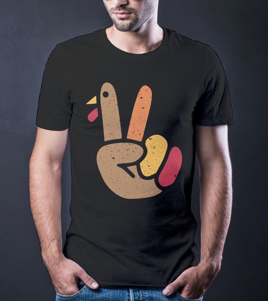 Peace Turkey Hand Cool Thanksgiving T-Shirt