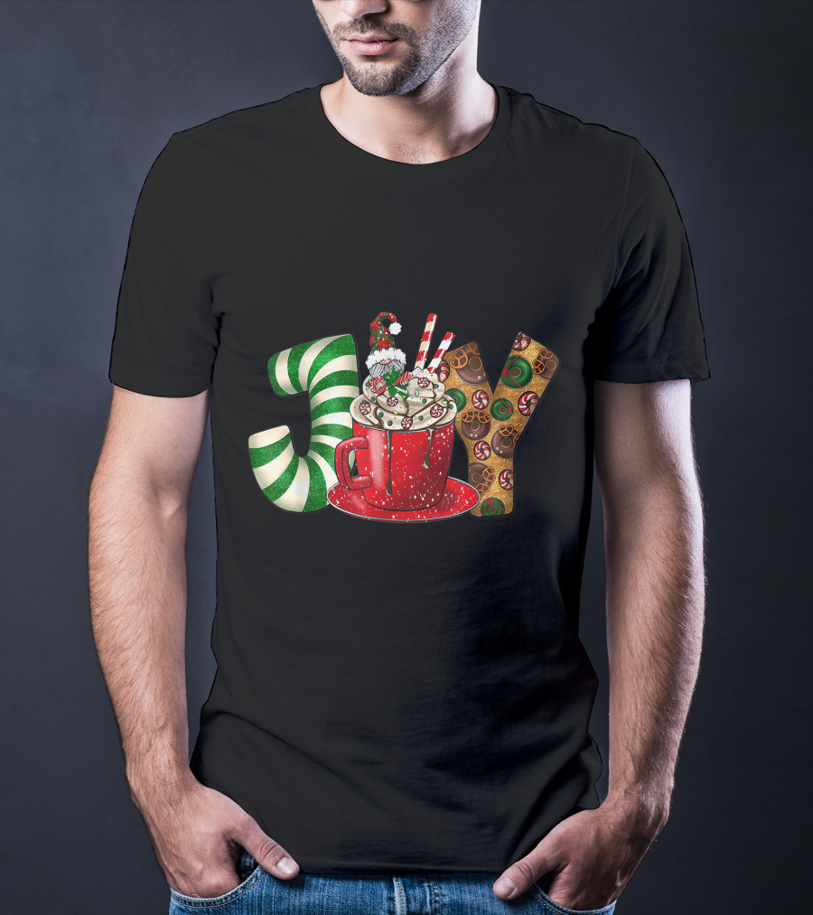 Joy Gnome Coffee Christmas Holiday Peppermint Mug T-Shirt