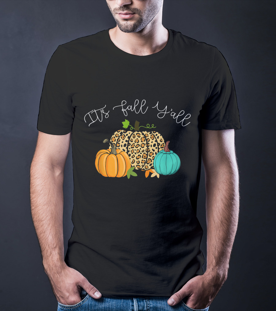 It's Fall Y'all Pumpkins Leopard Print T-Shirt