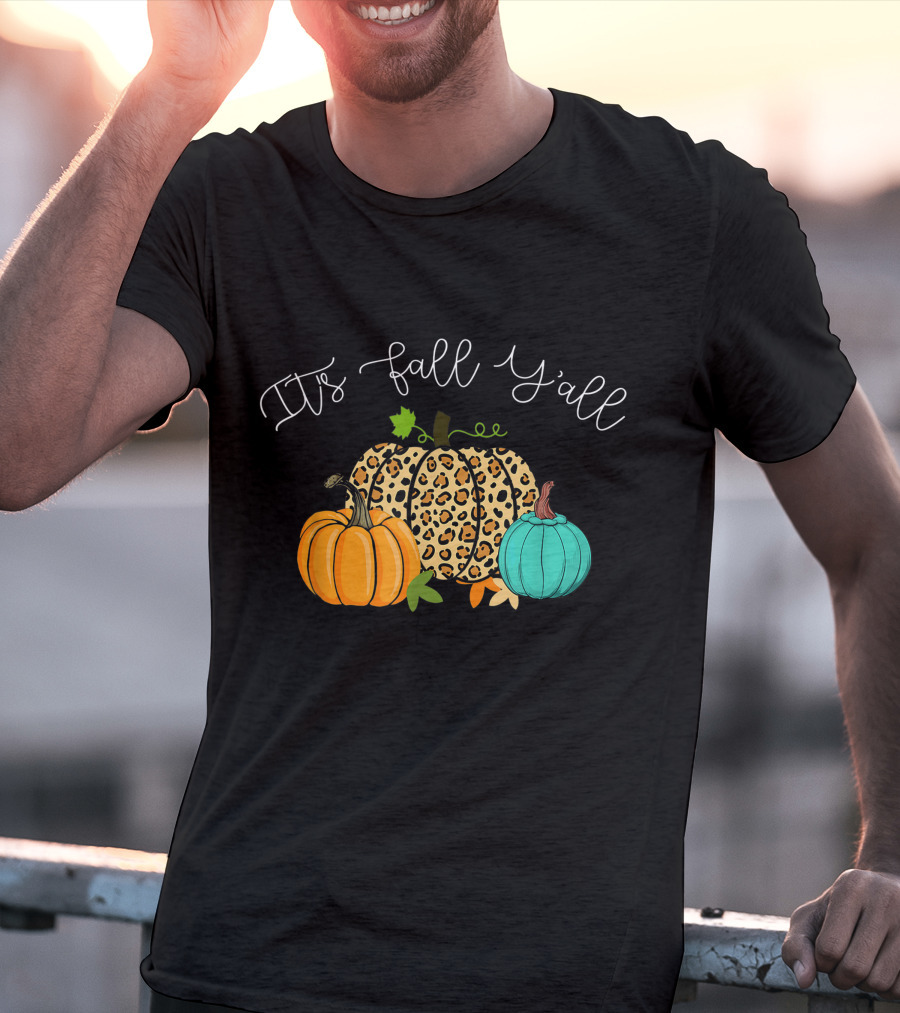 It's Fall Y'all Pumpkins Leopard Print T-Shirt
