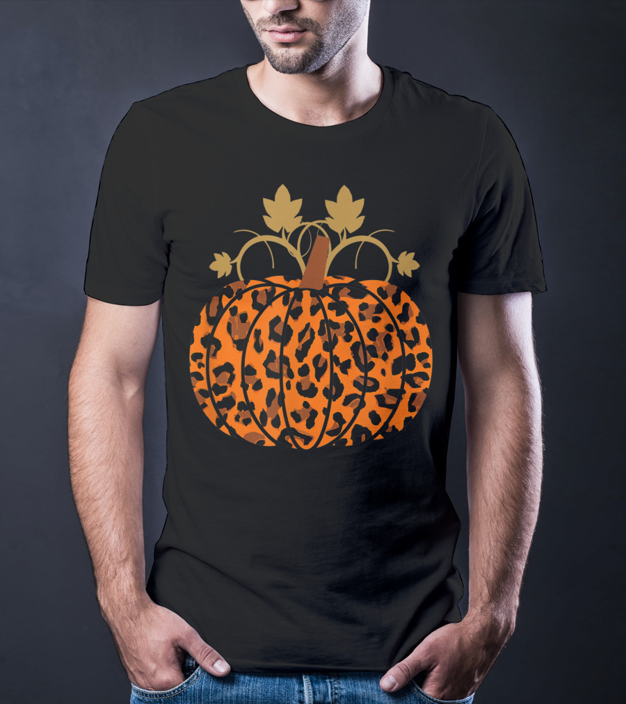 Pumpkin Leopard Halloween Fall Autumn T-Shirt