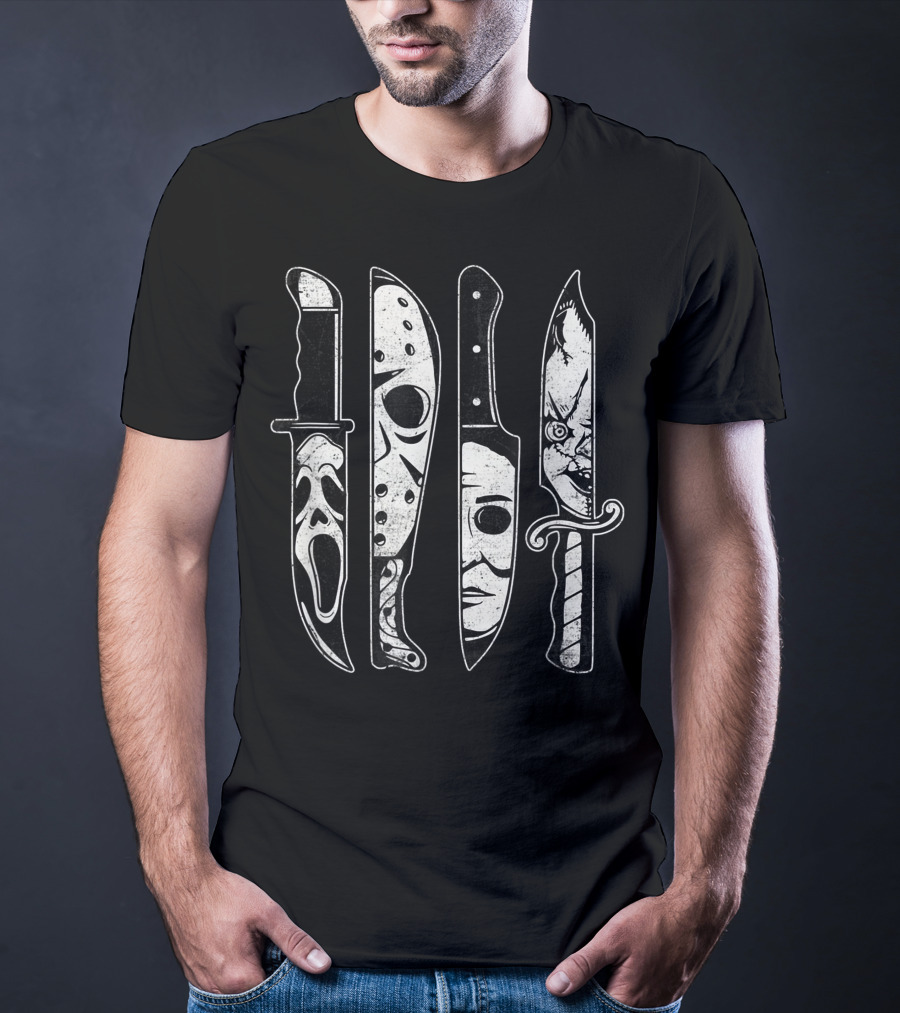 Scary Horror Movies Halloween Icons Scream Jason Michael Pennywise T-Shirt